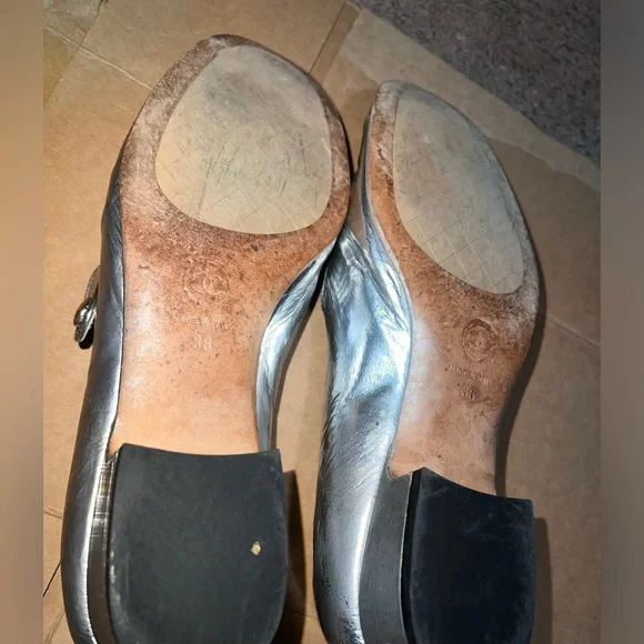 Chanel Silver Mary Jane Women's Shoes. READ DESCRIPTION - Picture 6 of 14